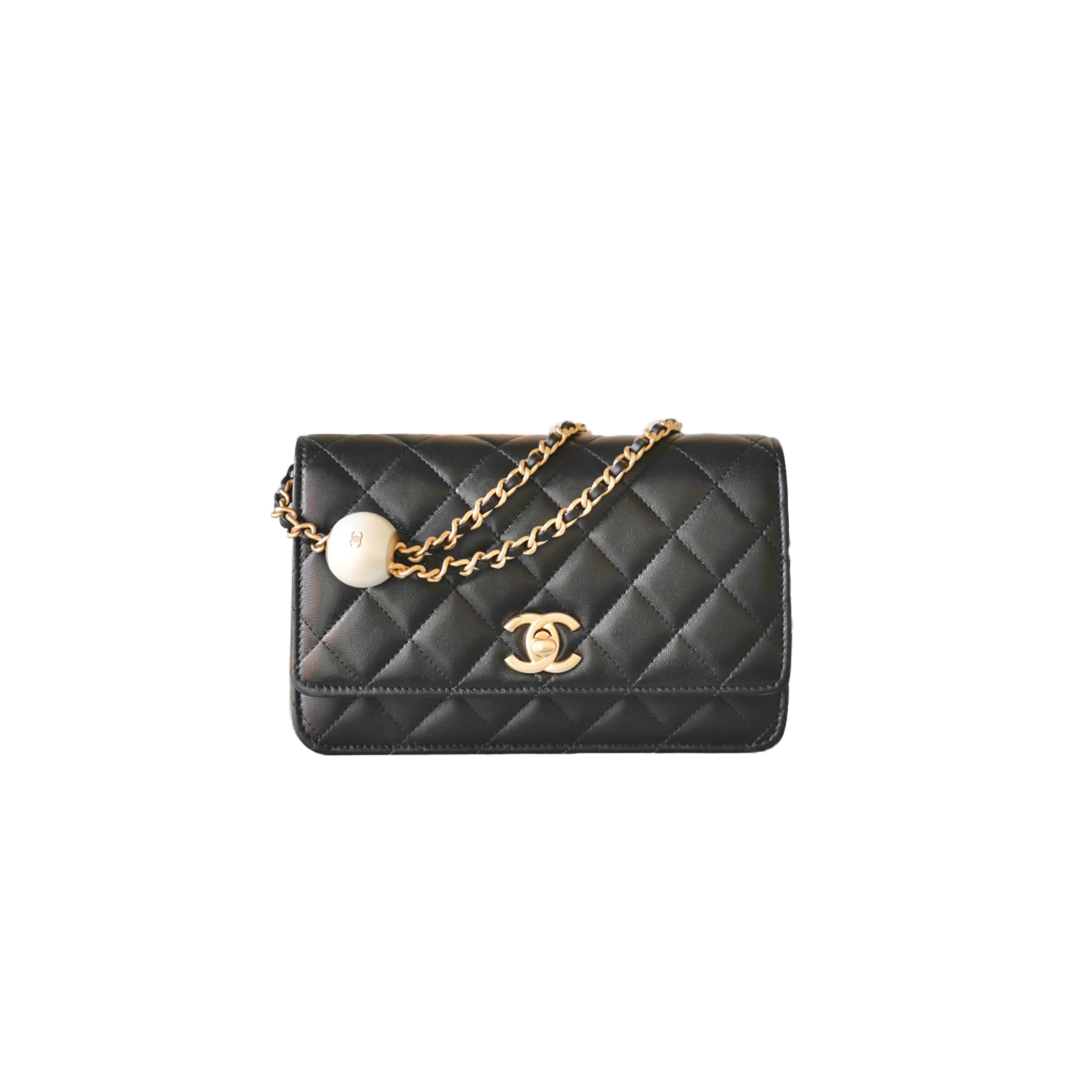 CHANEL MASTER DOUBLE PEARL HANDBAG BLACK (19*12*3.5cm)